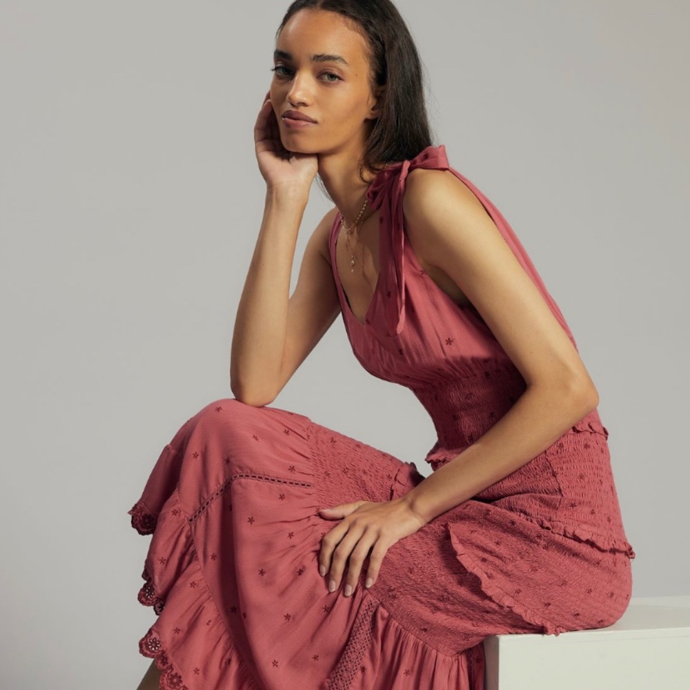 NWT Anthropologie Embroidered MIDI dress